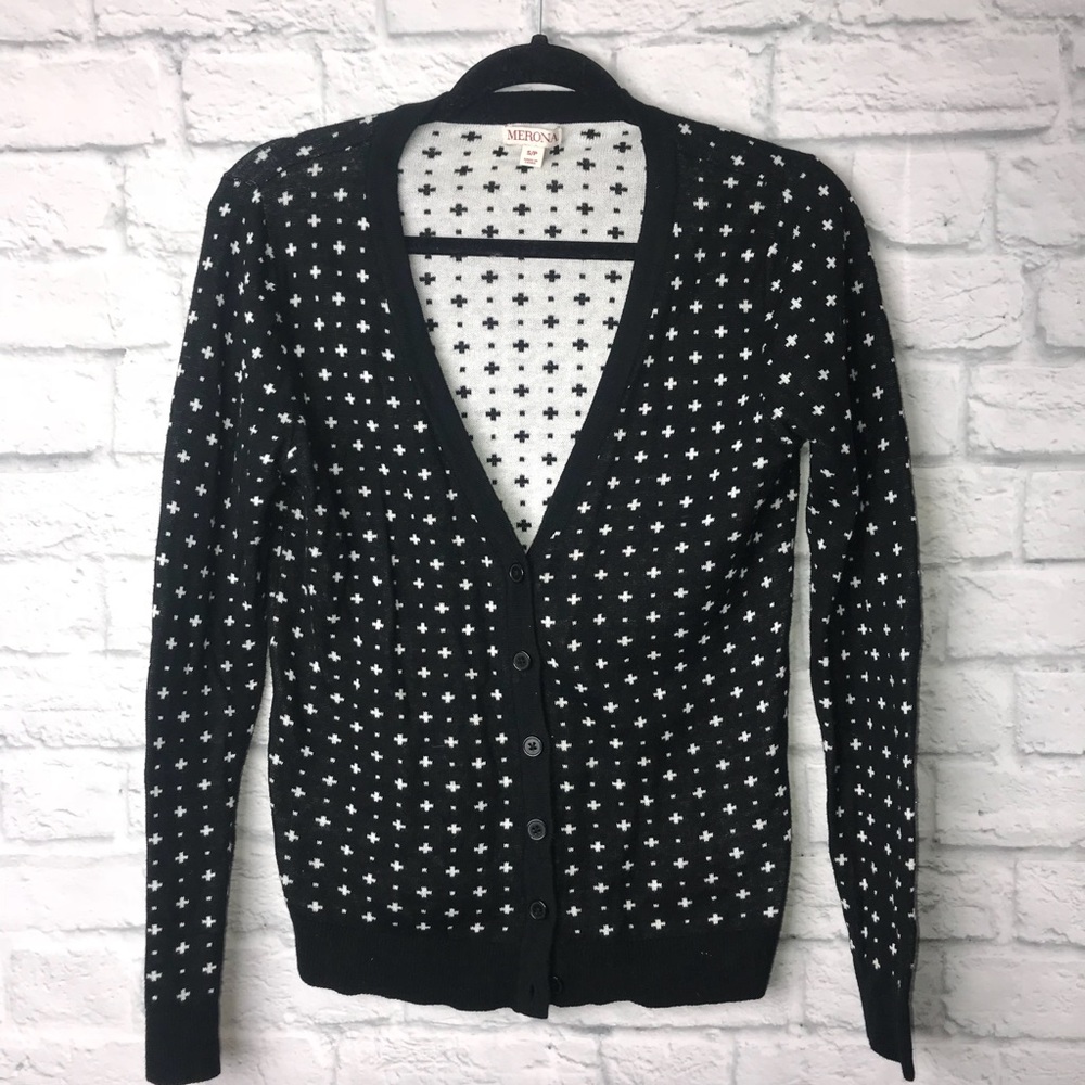 Merona Black White Cross Sweater